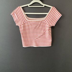 Forever 21 Striped Square Neck Knit Sweater Size Medium